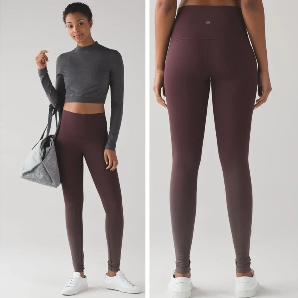 Lululemon wonder under high-rise black cherry ombre leggings, size 6
